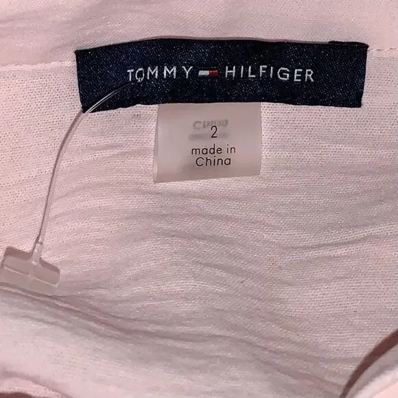 Tommy Hilfiger Dress Women's 2 Pink Crinkle Stretchy Casual Work Popover - Picture 6 of 9